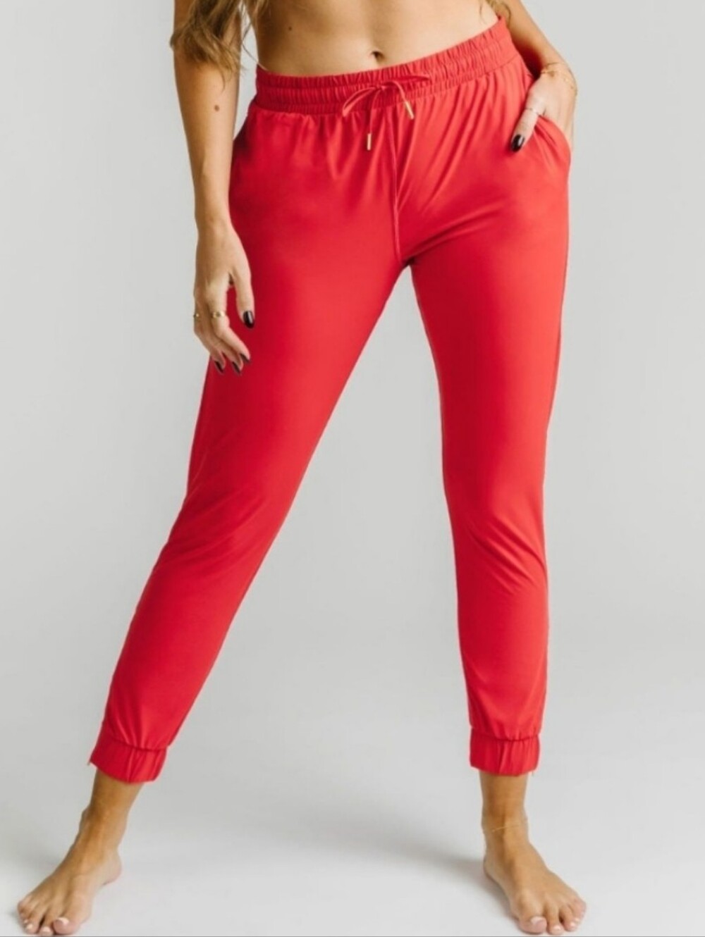 Zyia Red Active Everywhere Zipper Joggers With Pockets